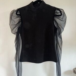 Elegant Black Sheer Sleeve Top